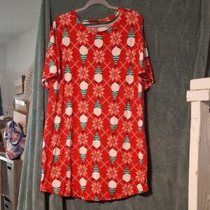 Festive Red Women's Top with Gnome Print
